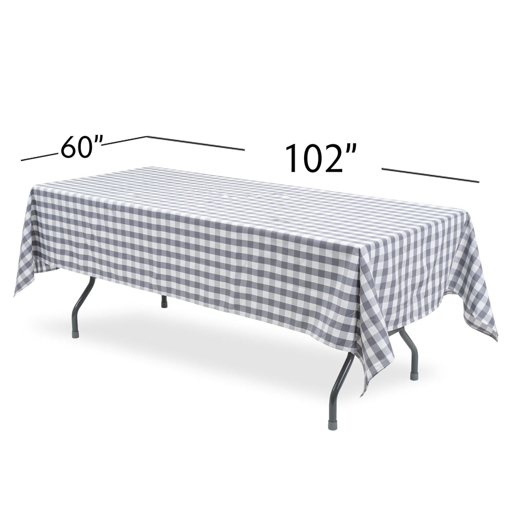 Rectangle Buffalo Plaid Tablecloth - Grey & White - 60"W x 102"
