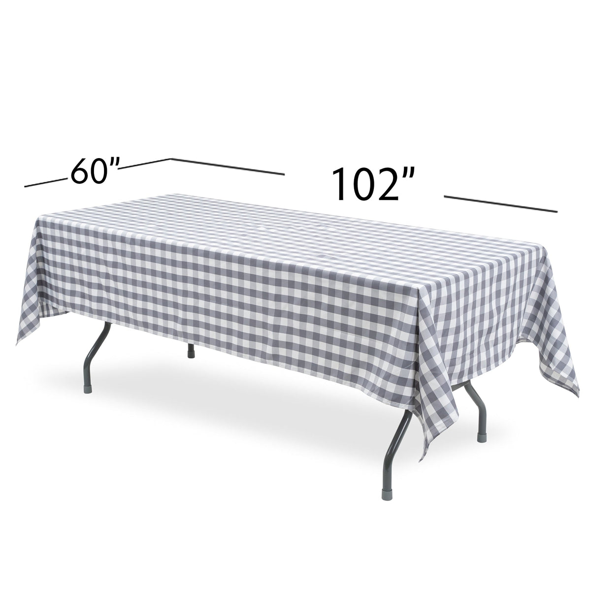Rectangle Buffalo Plaid Tablecloth - Grey & White - 60"W x 102"
