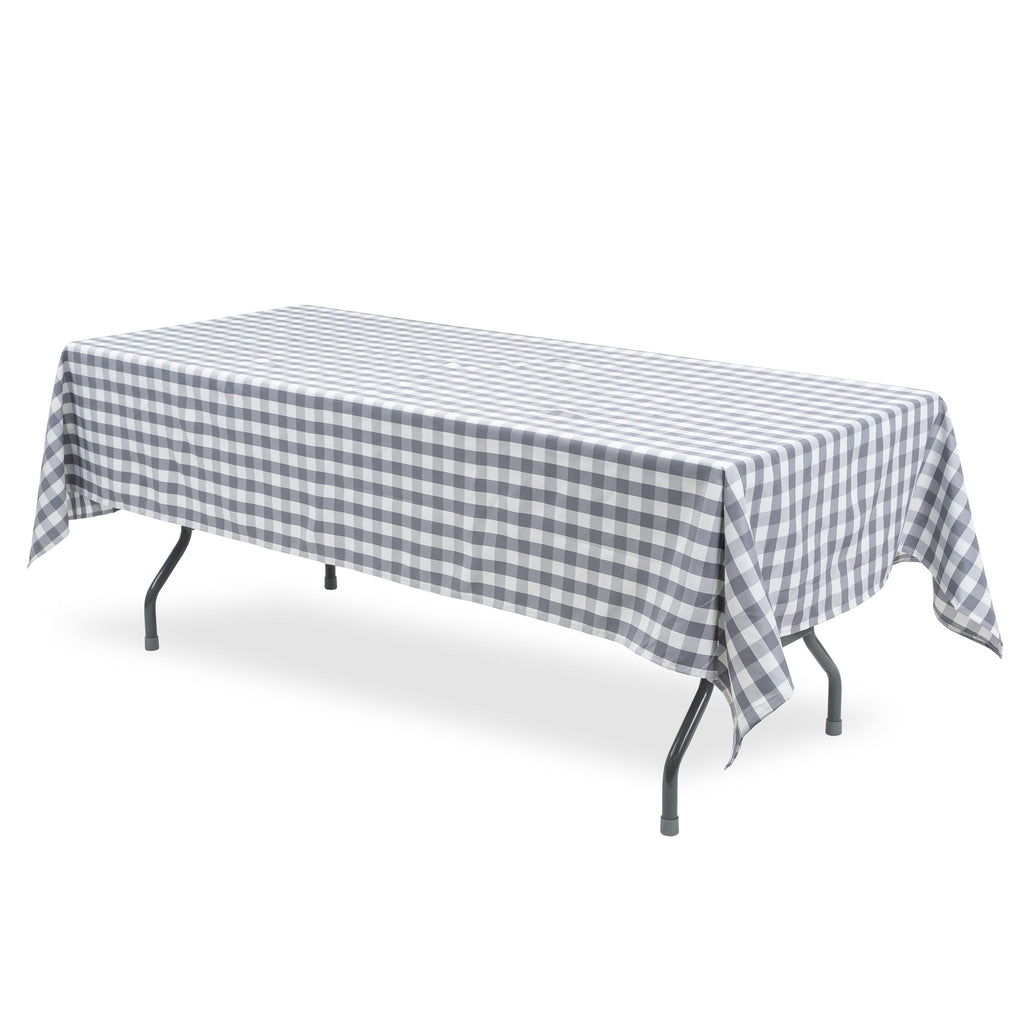 Rectangle Buffalo Plaid Tablecloth - Grey & White - 60"W x 126"
