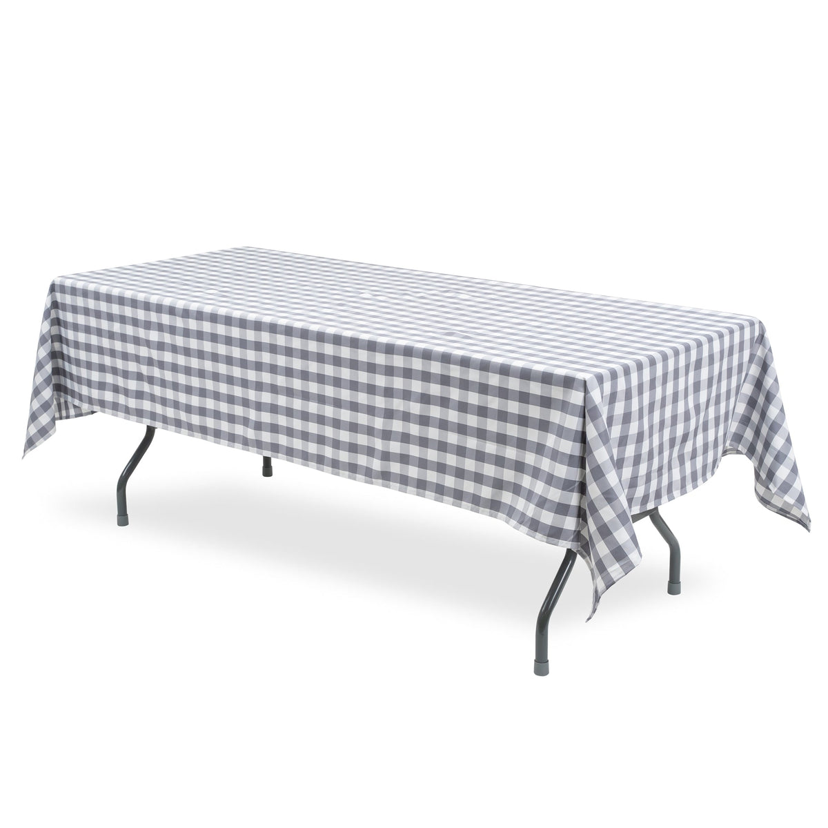 Rectangle Buffalo Plaid Tablecloth - Grey & White - 60"W x 126"