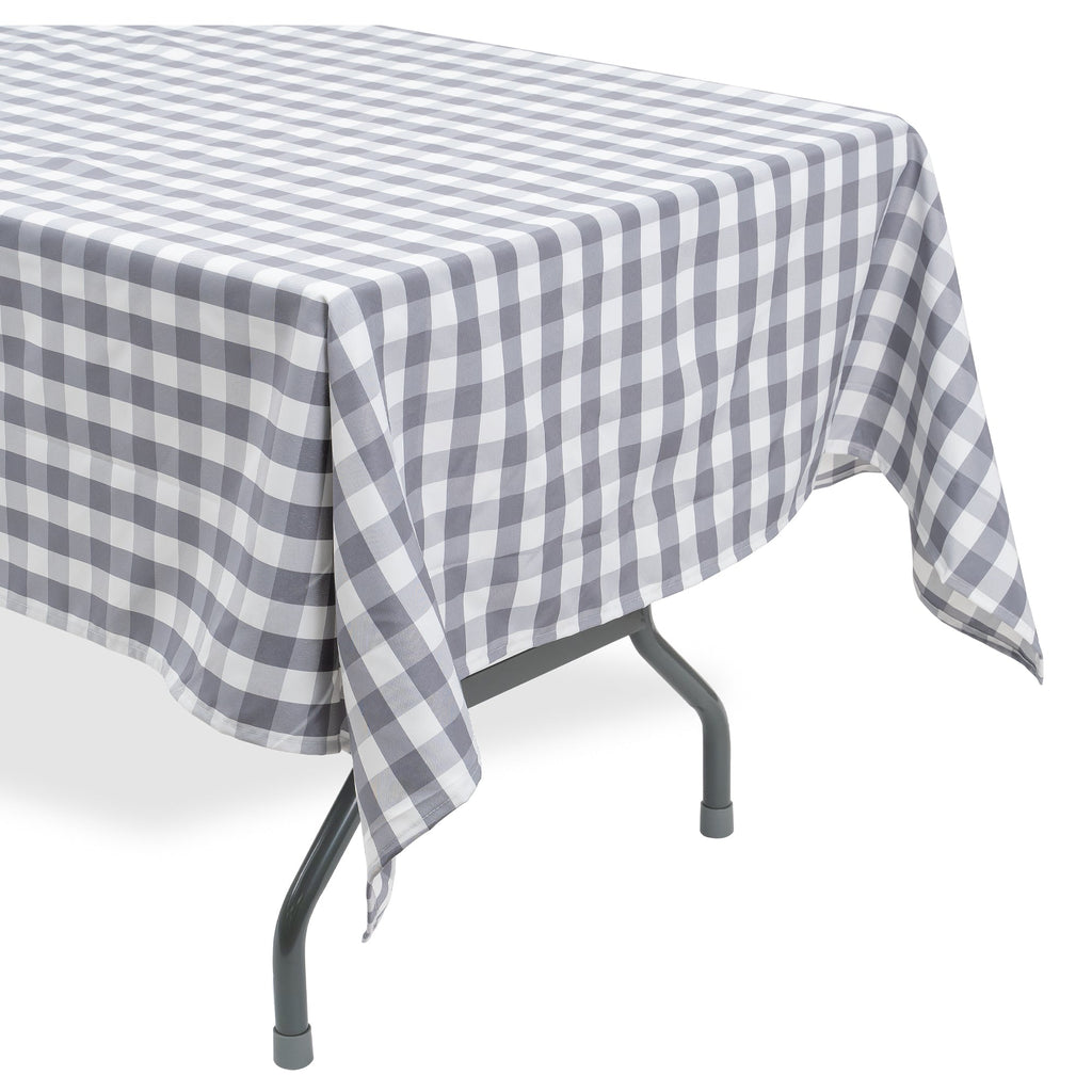 Rectangle Buffalo Plaid Tablecloth - Grey & White - 60"W x 126"