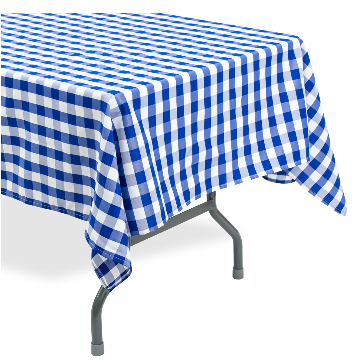 Rectangle Buffalo Plaid Tablecloth - Blue & White - 60"W x 126"
