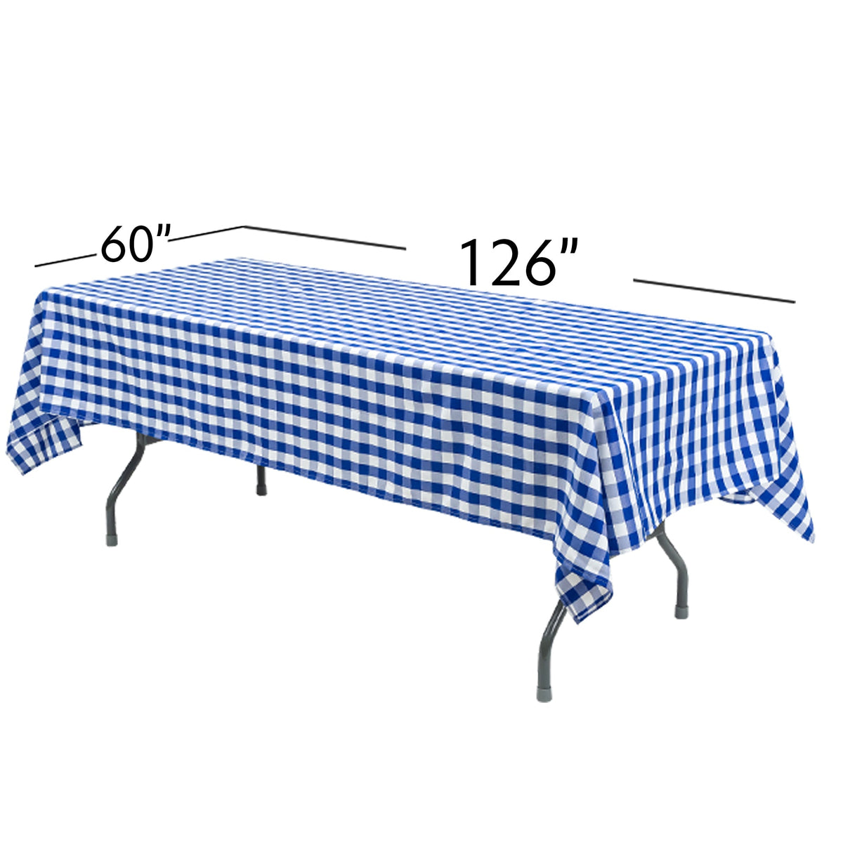 Rectangle Buffalo Plaid Tablecloth - Blue & White - 60"W x 126"