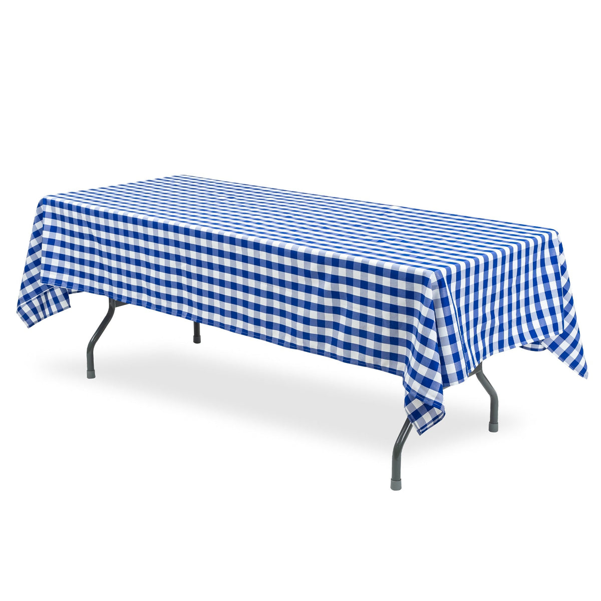 Rectangle Buffalo Plaid Tablecloth - Blue & White - 60"W x 126"