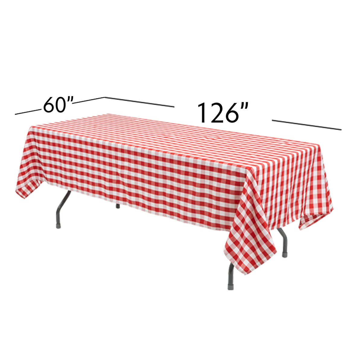 Rectangle Buffalo Plaid Tablecloth - Red & White - 60"W x 126"