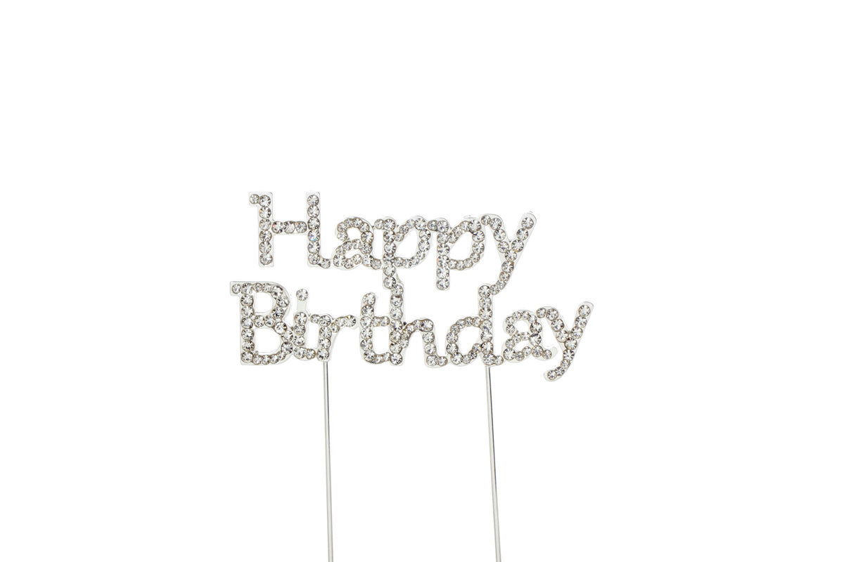 Rhinestone Cake Topper - "Happy Birthday"