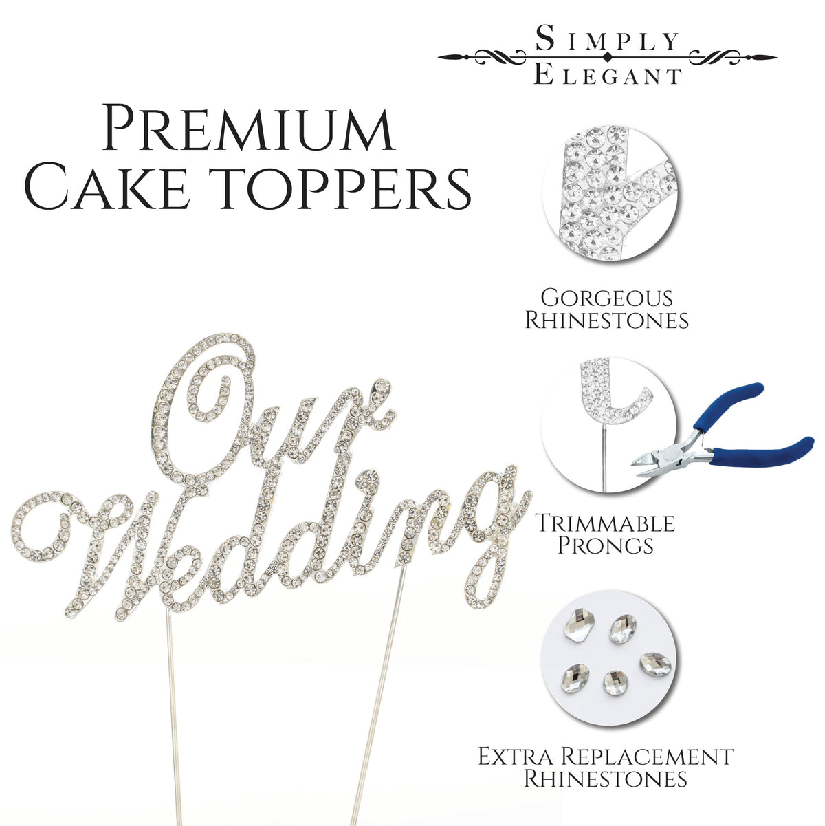 Rhinestone Cake Topper - "Happy Birthday"