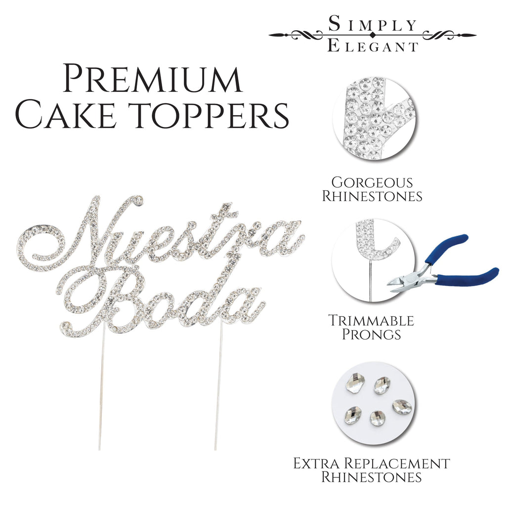 Rhinestone Cake Topper - "Nuestra Boda"