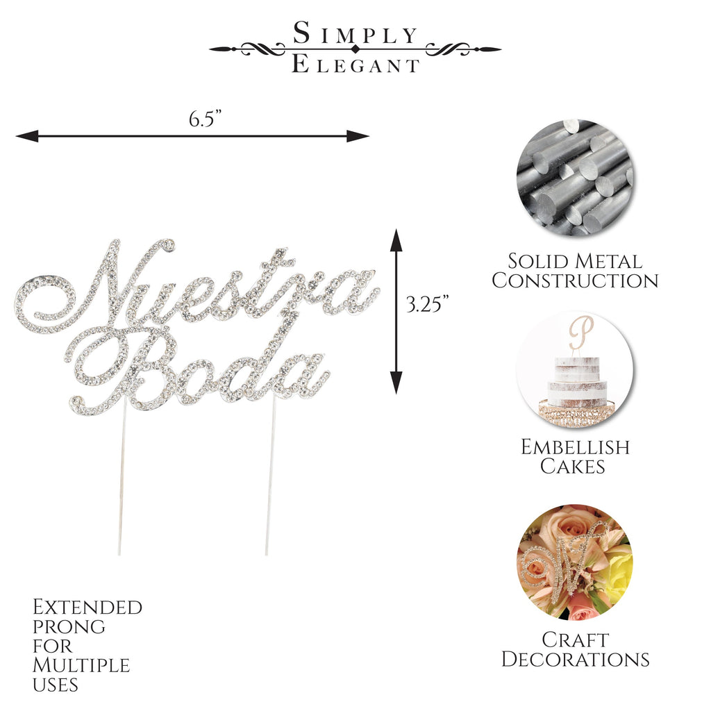 Rhinestone Cake Topper - "Nuestra Boda"