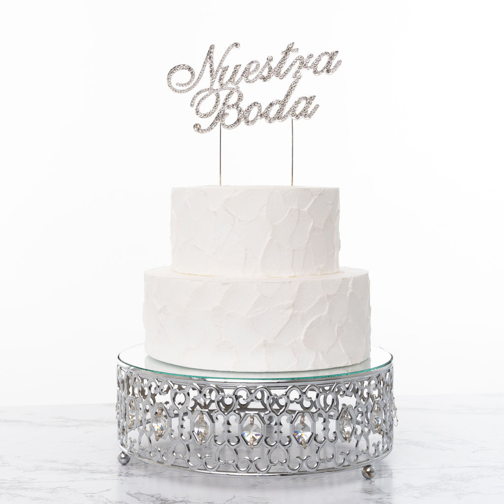 Rhinestone Cake Topper - "Nuestra Boda"