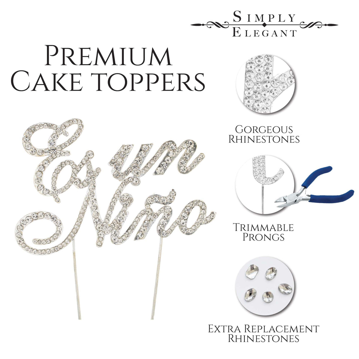 Rhinestone Cake Topper - "Es Un Nino"