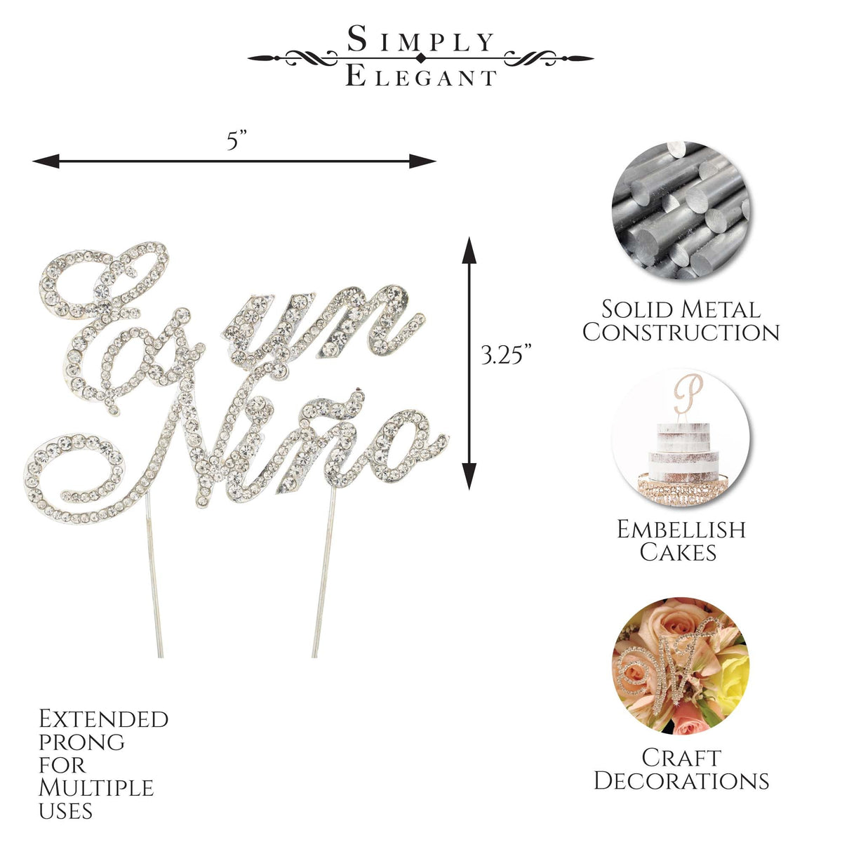 Rhinestone Cake Topper - "Es Un Nino"