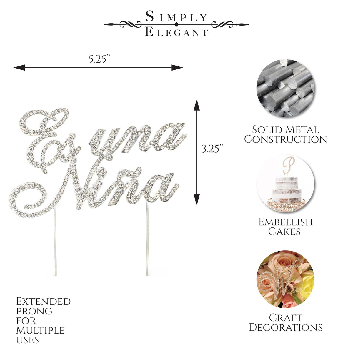 Rhinestone Cake Topper - "Es Una Nina"
