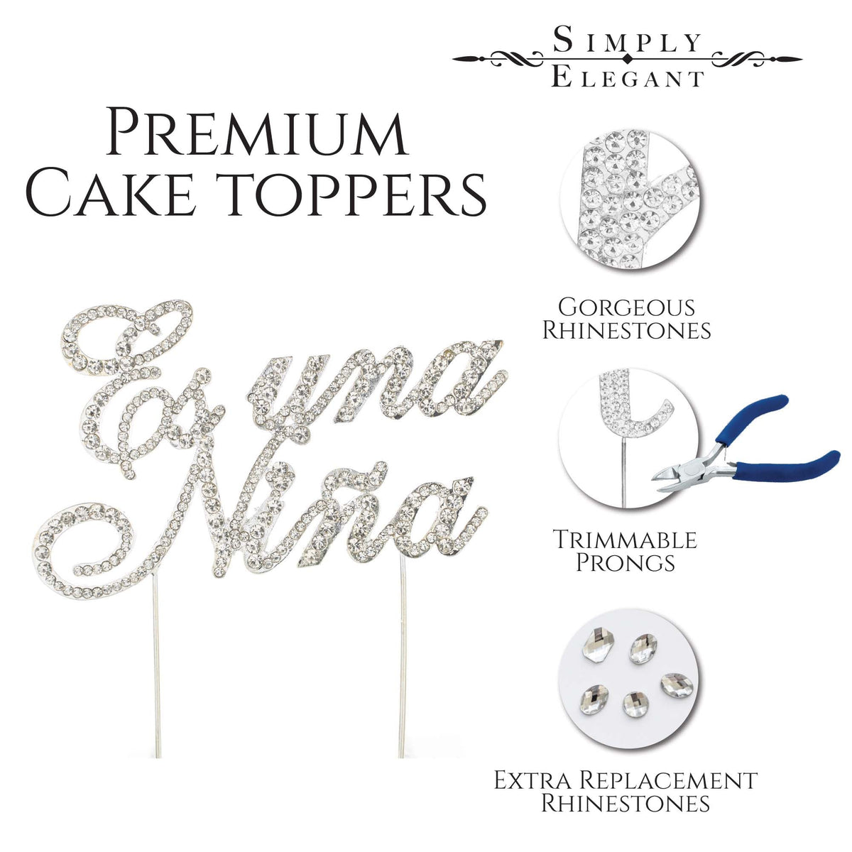 Rhinestone Cross Cake Topper