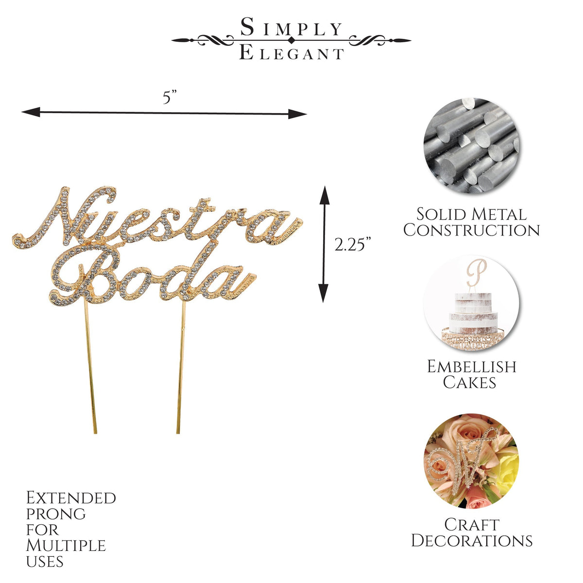 Nuestra Boda Cake Topper - Gold