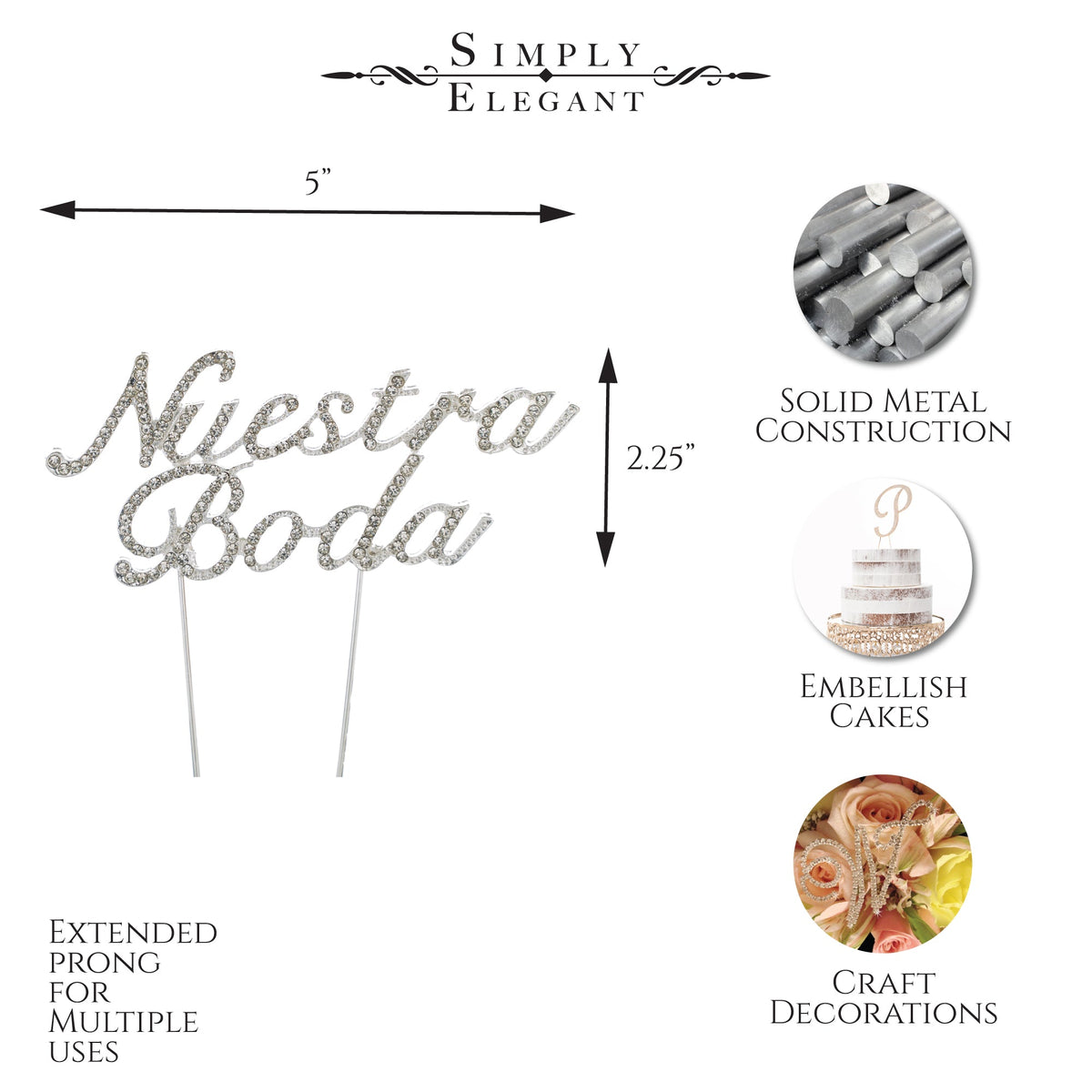 Nuestra Boda Cake Topper - Silver