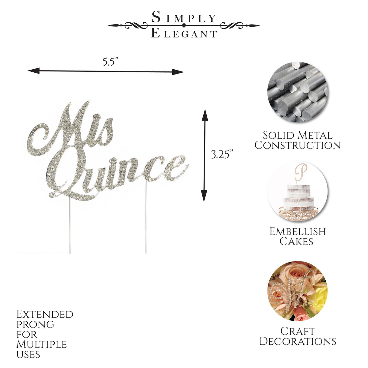 Mis Quince Cake Topper - Silver