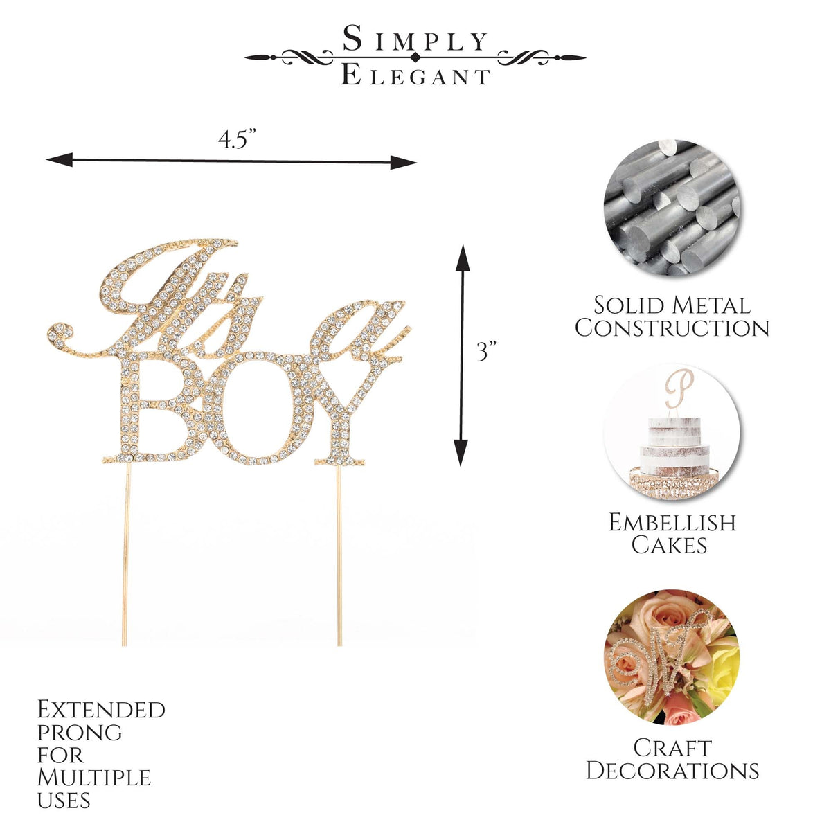 It's a Boy Cake Topper - Gold