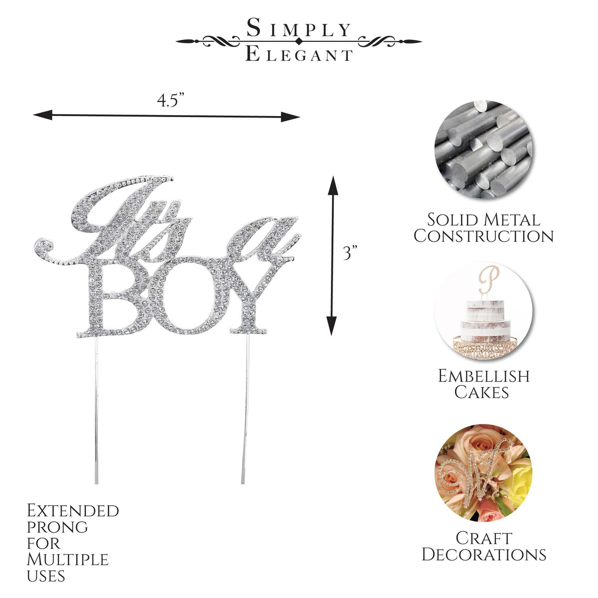 It's a Boy Cake Topper - Silver
