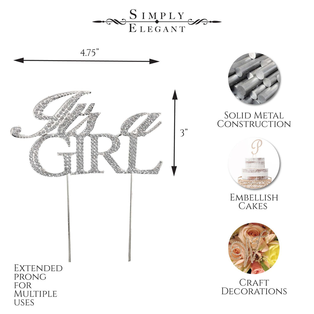 It's a Girl Cake Topper - Silver