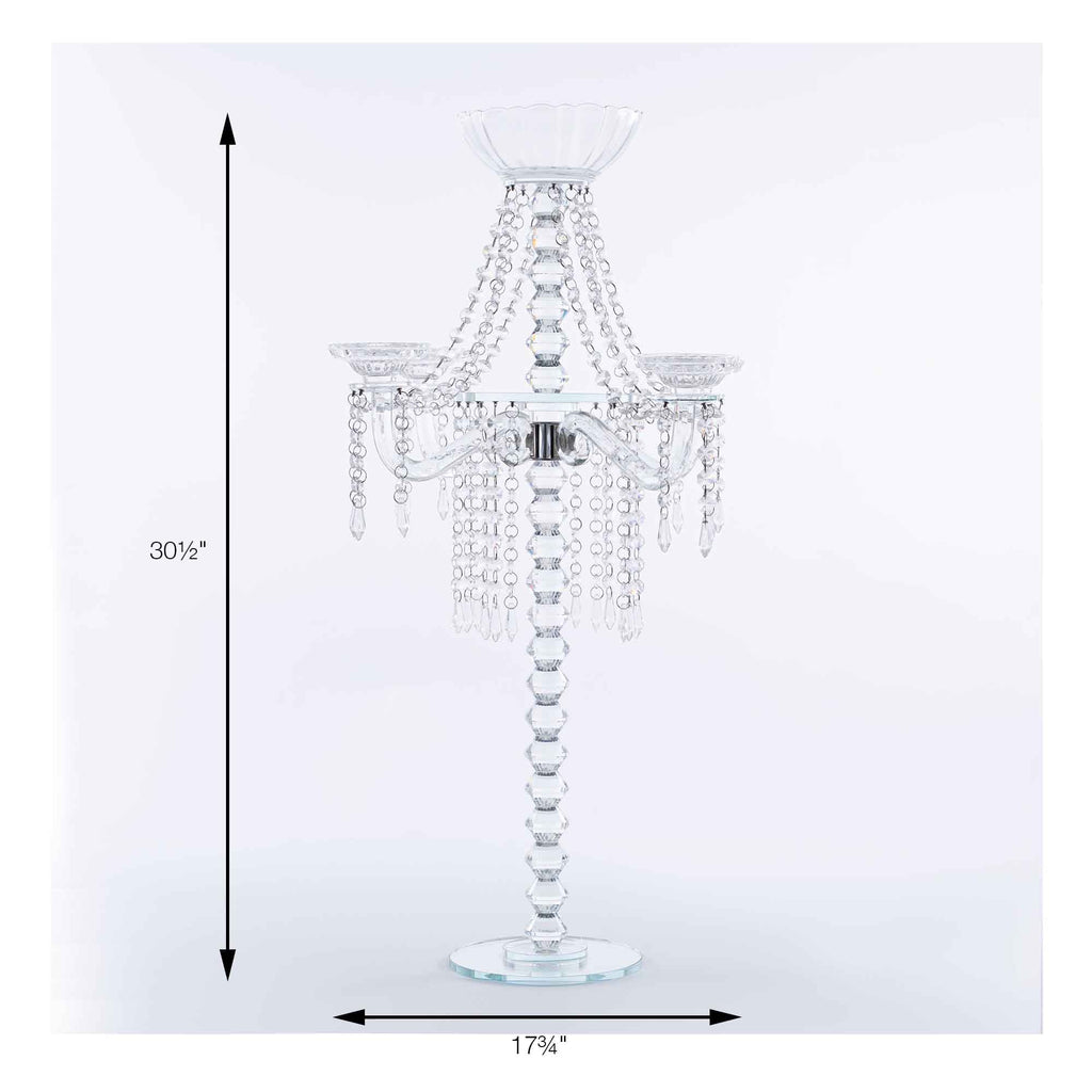 Crystal Candelabra with Large Flower Bowl 30.5"
