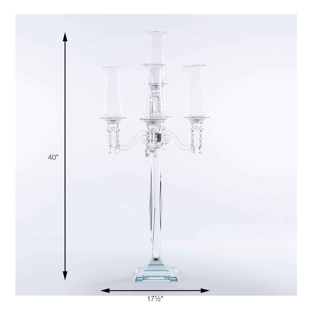 Crystal Candelabra 5 Arm Glass Hurricane Globes 40"