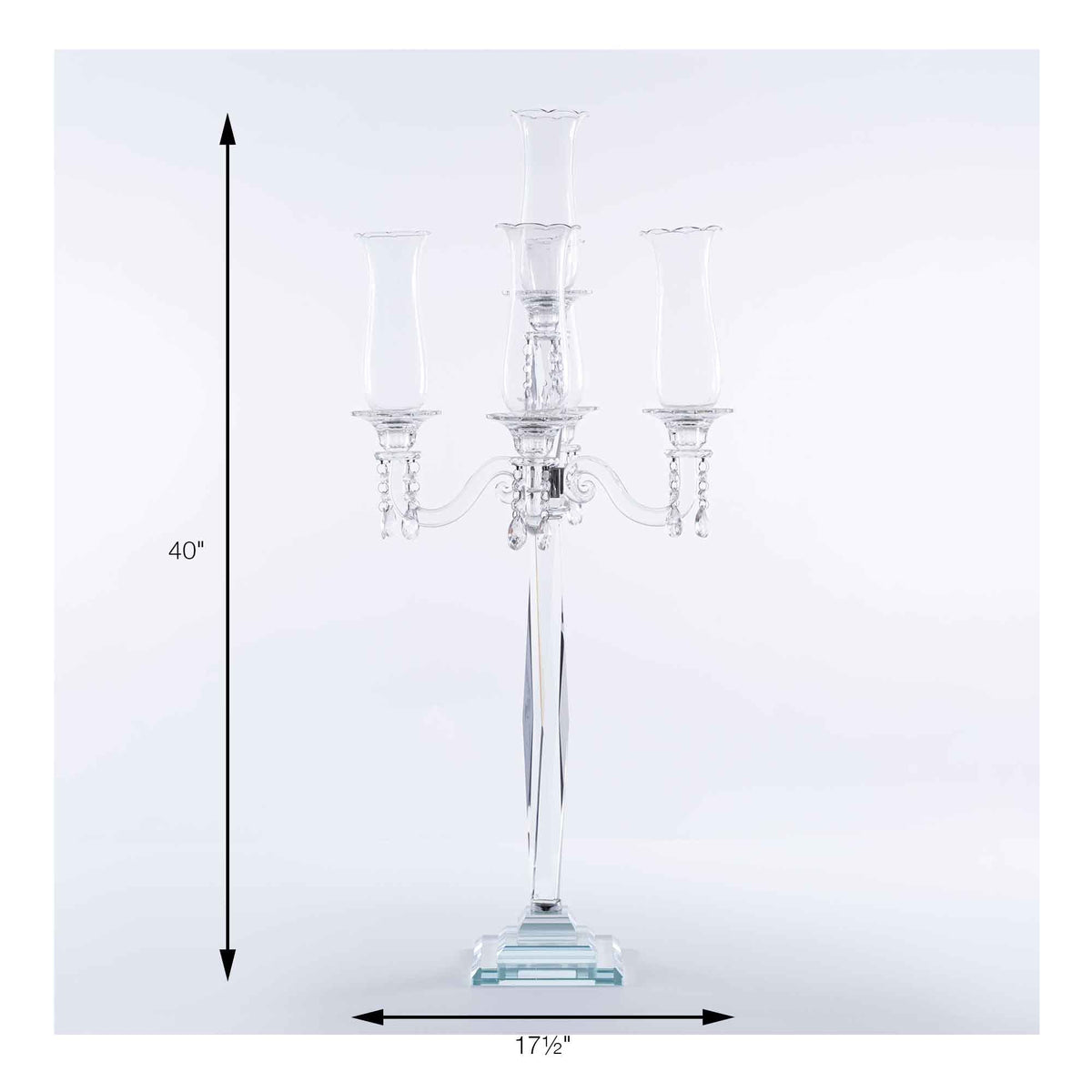 Crystal Candelabra 5 Arm Glass Hurricane Globes 40"