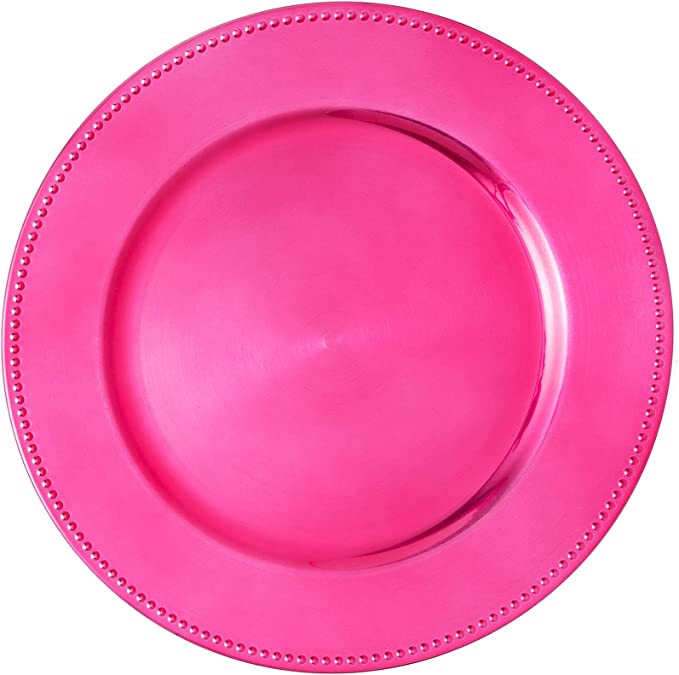 Beaded Edge Plastic Charger Plate 13" - Magenta