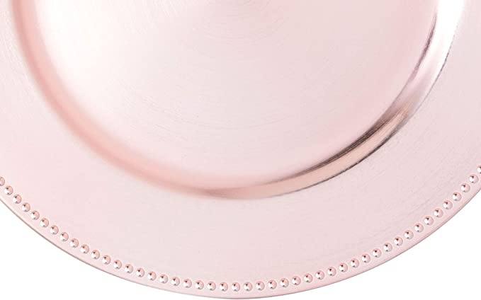 Beaded Edge Plastic Charger Plate 13" - Blush
