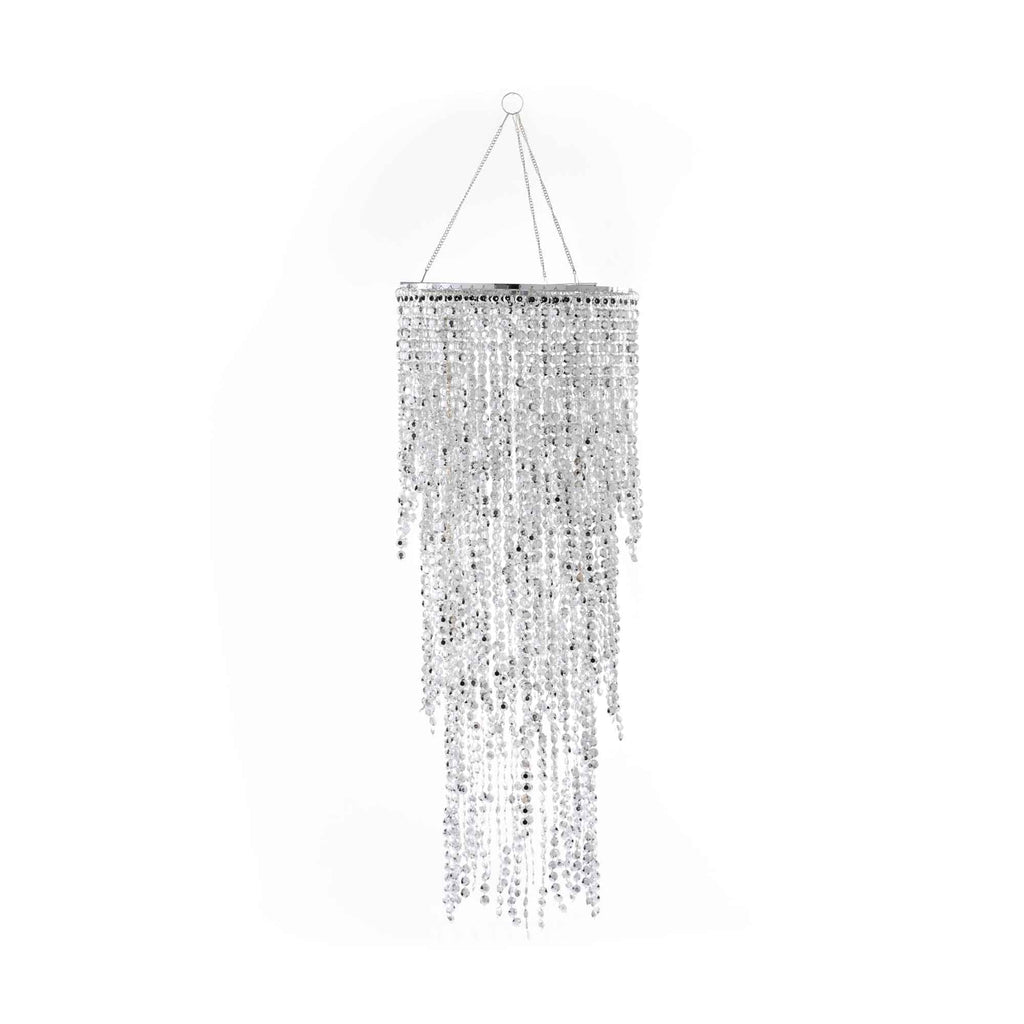Three Layer Crystal Beaded Chandelier - Silver