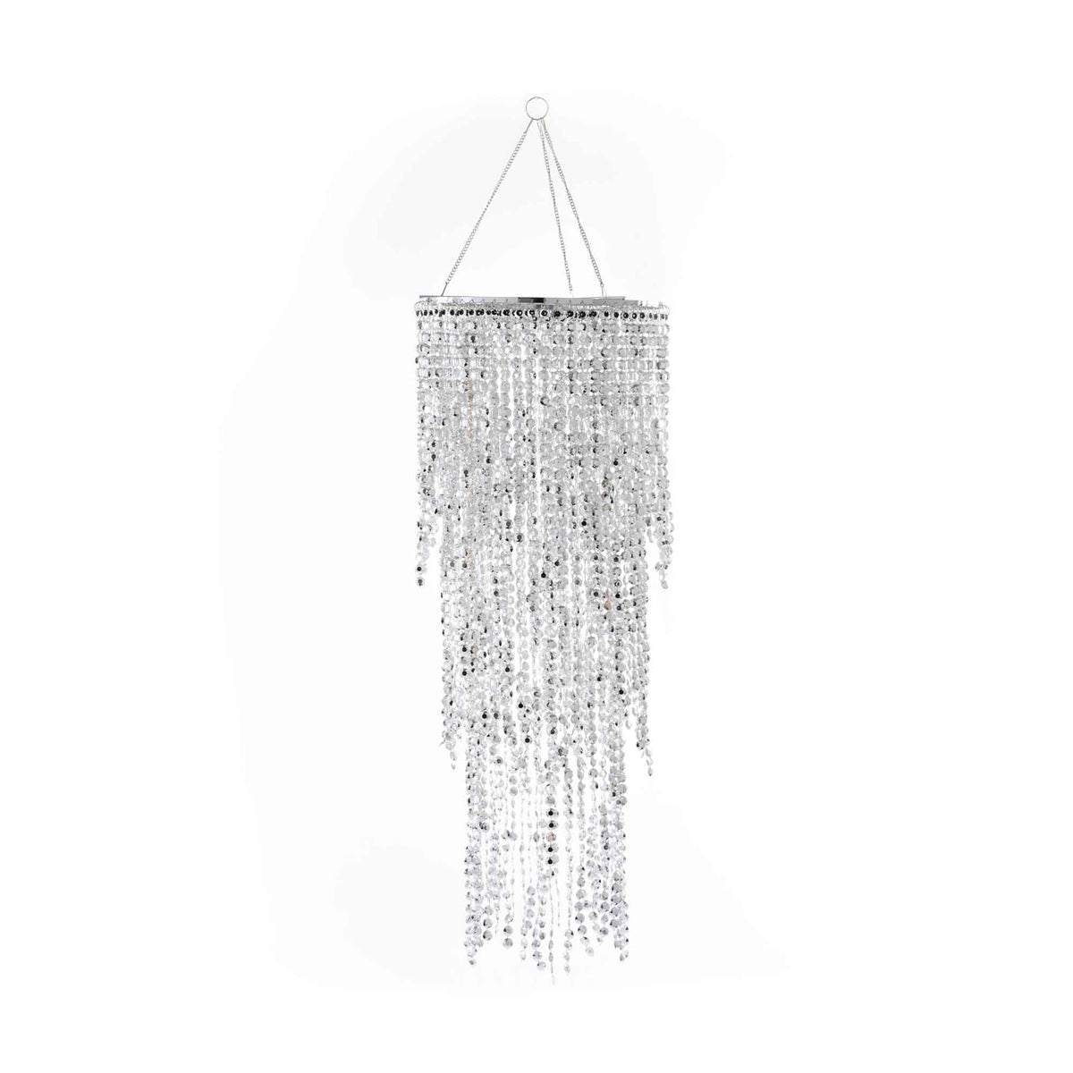Three Layer Crystal Beaded Chandelier - Silver
