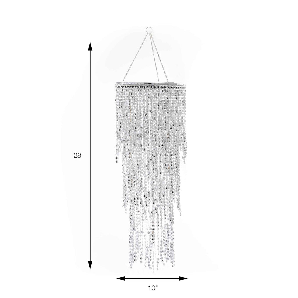 Three Layer Crystal Beaded Chandelier - Silver
