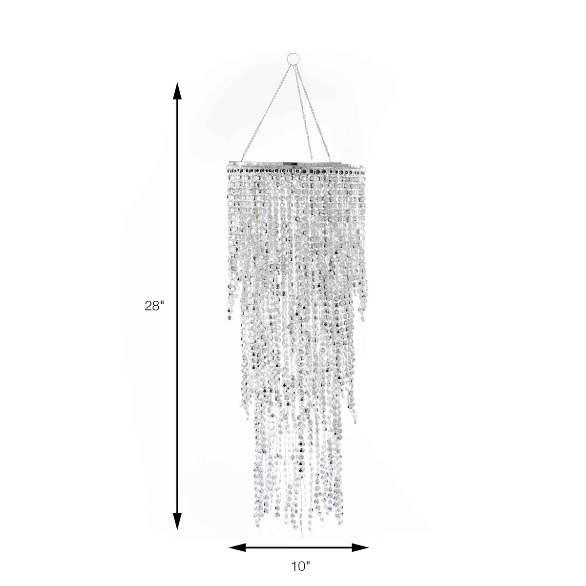 Three Layer Crystal Beaded Chandelier - Silver