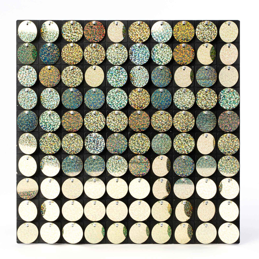 Round Spangle Sequin Wall Panels with Black Backing-Glitter Champagne