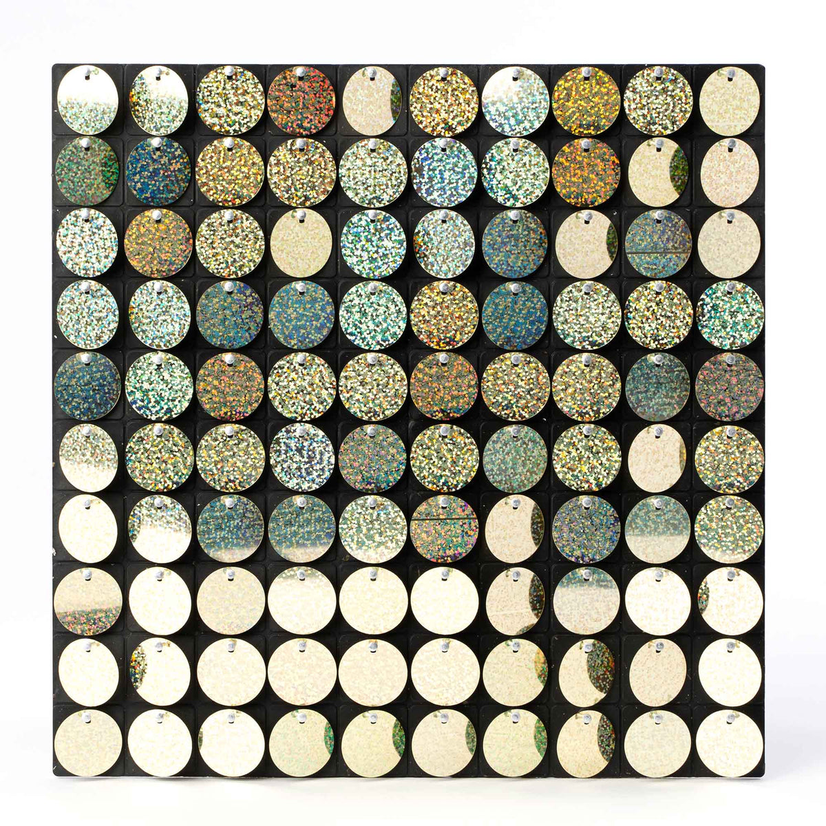 Round Spangle Sequin Wall Panels with Black Backing-Glitter Champagne