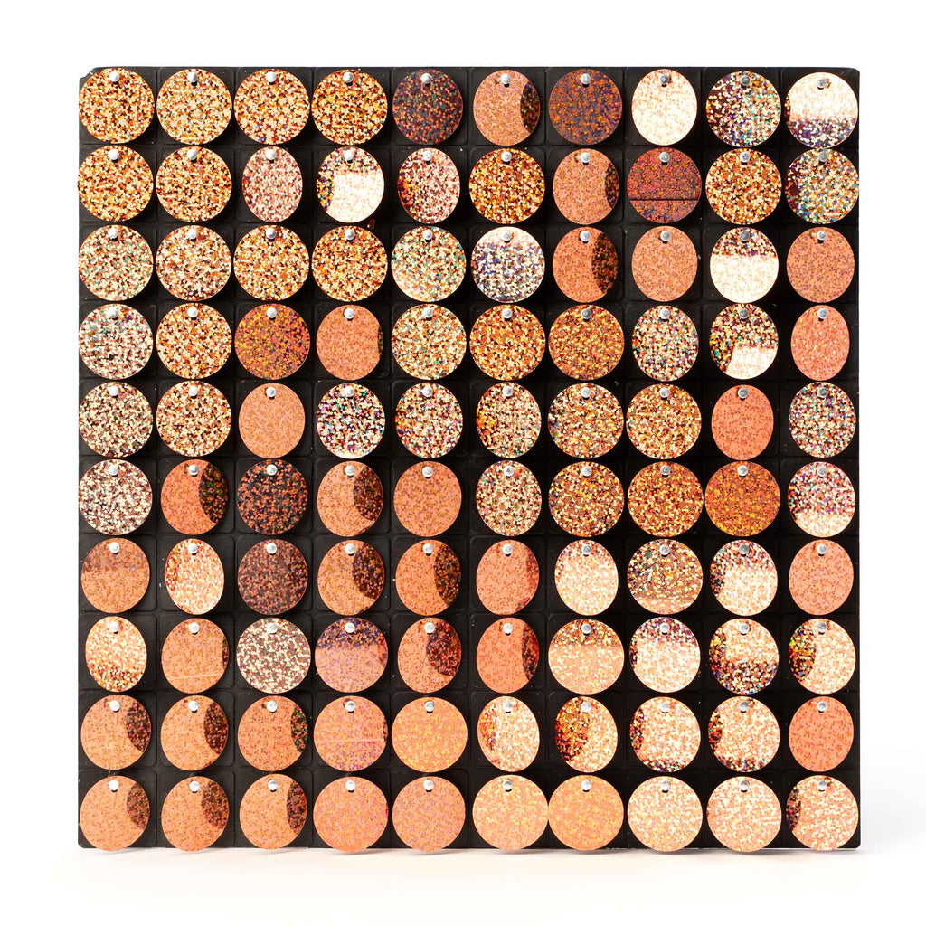 Round Spangle Sequin Wall Panels with Black Backing-Glitter Rose Gold