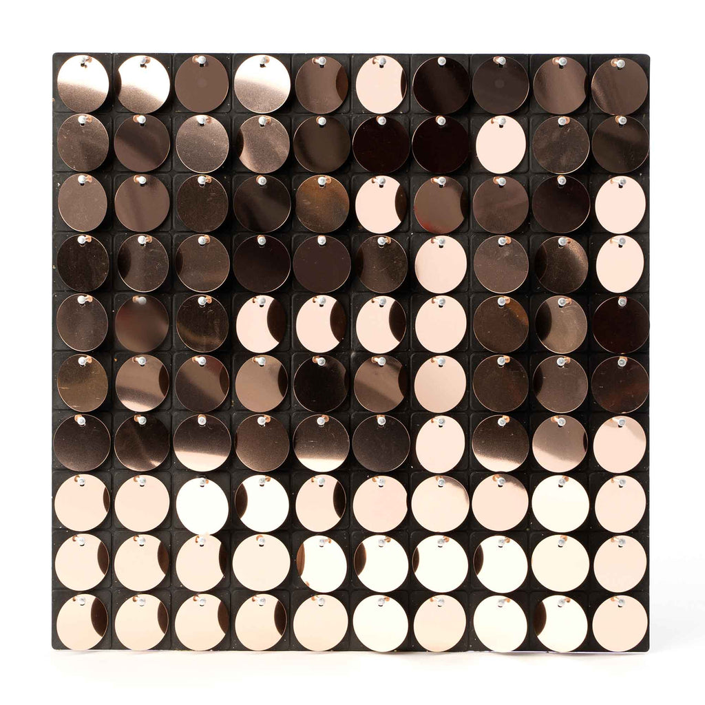 Round Spangle Sequin Wall Panels with Black Backing-Metallic Champagne