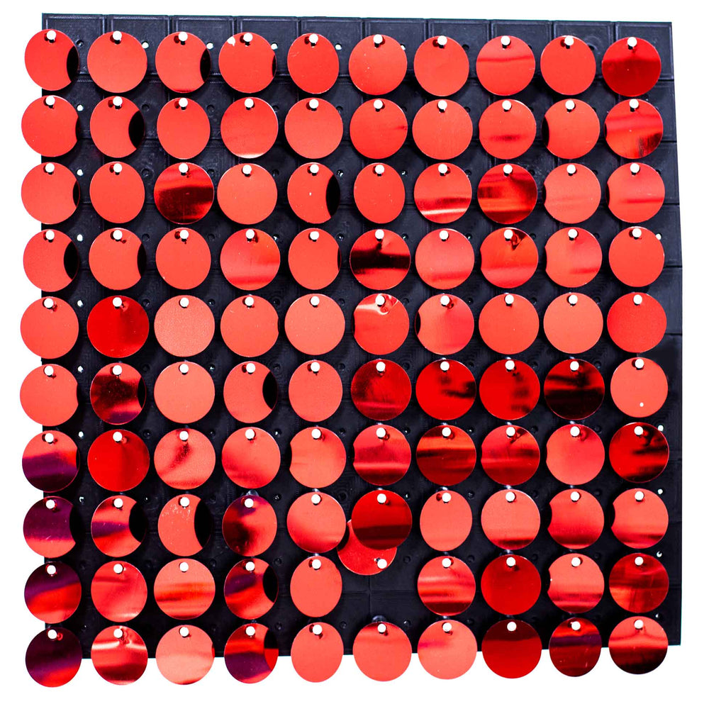 Round Spangle Sequin Wall Panels with Black Backing-Red