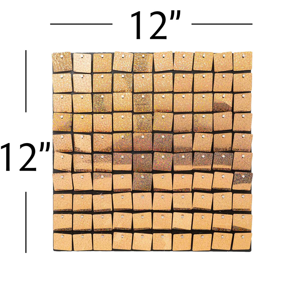 Square Sequin Backdrop Panels with Black Backing-Glitter Rose Gold
