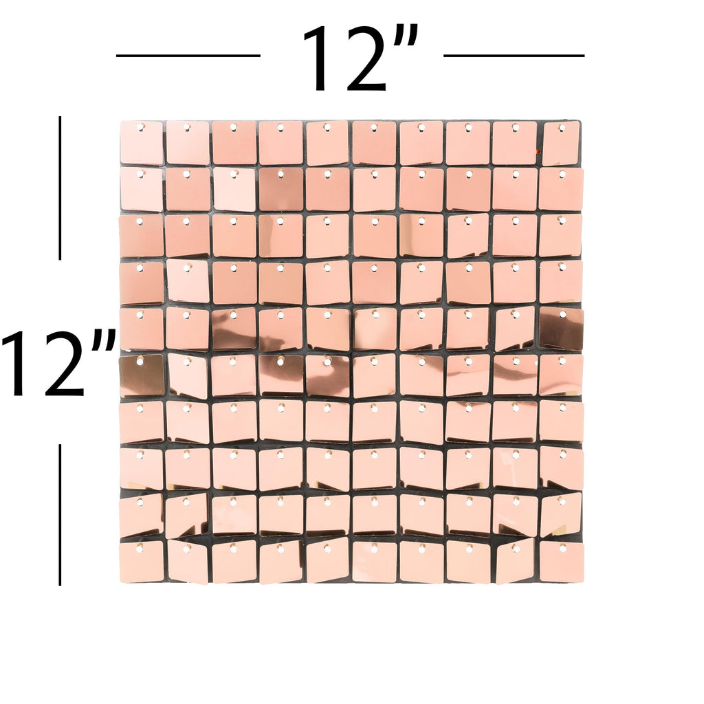 Square Sequin Backdrop Panels with Black Backing-Rose Gold