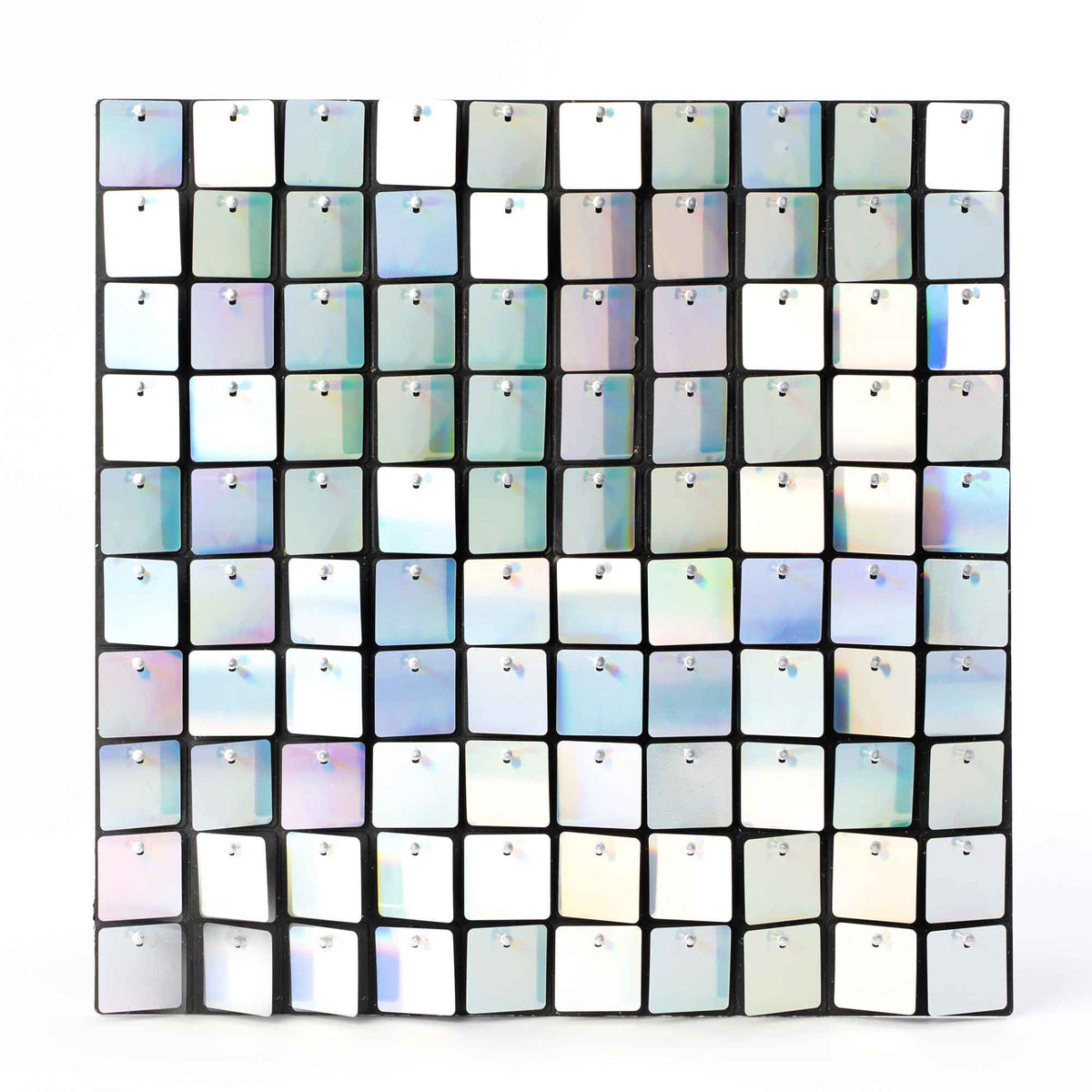Square Sequin Backdrop Panels with Black Backing-White Iridescent