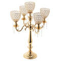 Crystal Candelabra Globe Seville, Five Arm 30"- Gold