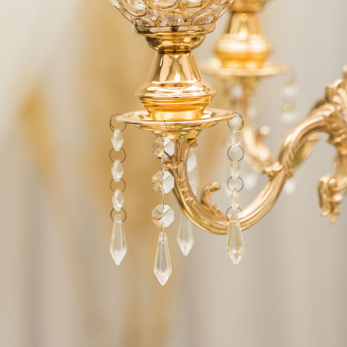 Crystal Candelabra Globe Seville, Five Arm 30"- Gold