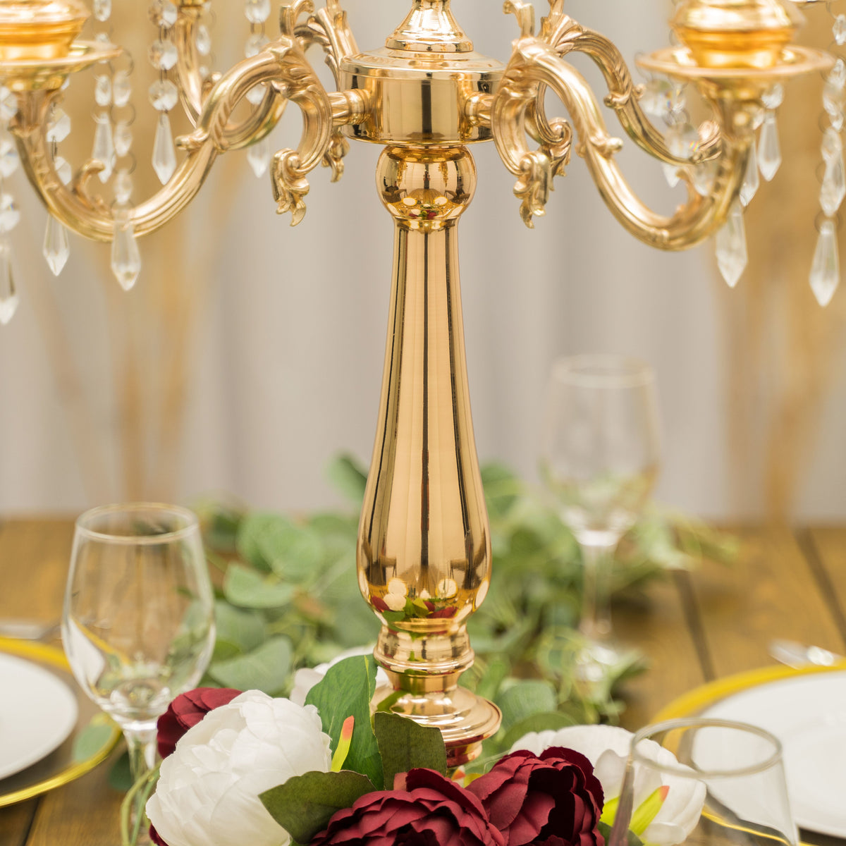 Crystal Candelabra Globe Seville, Five Arm 30"- Gold