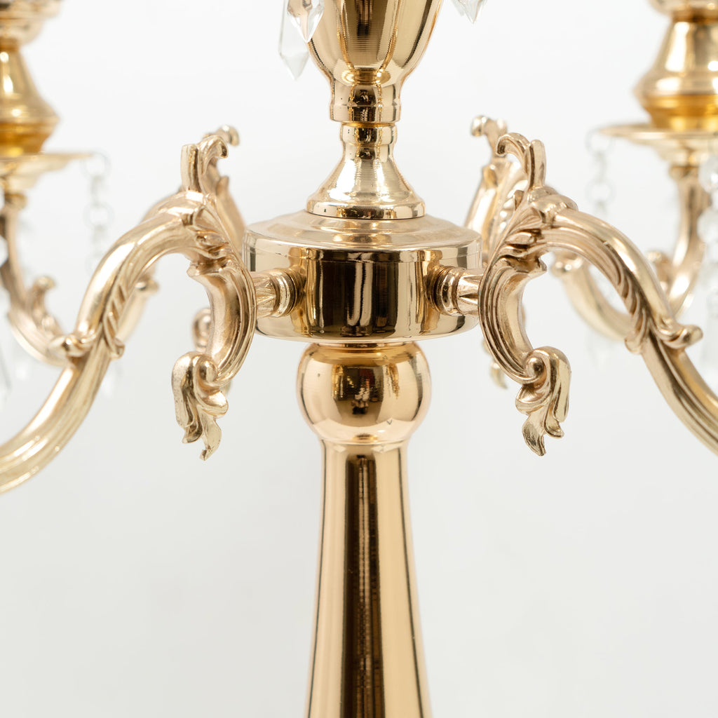 Crystal Candelabra Globe Seville, Five Arm 30"- Gold