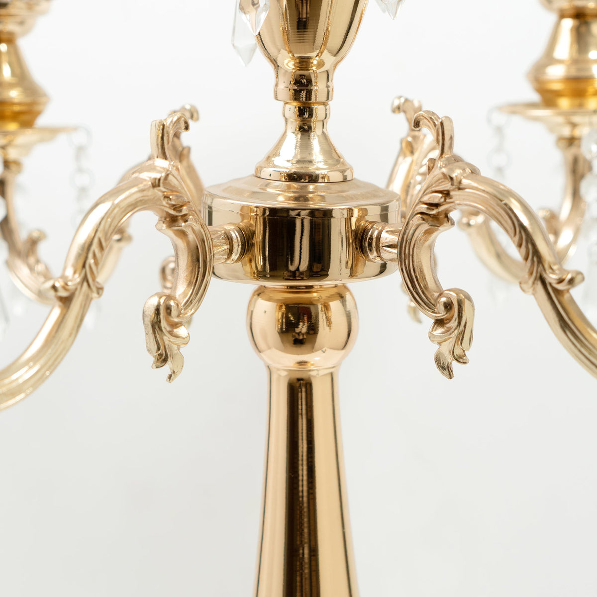 Crystal Candelabra Globe Seville, Five Arm 30"- Gold