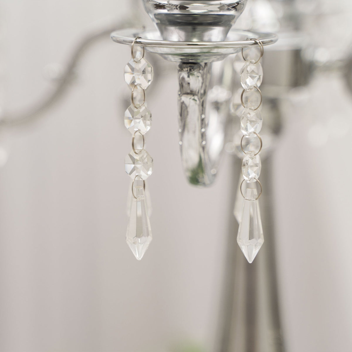 Crystal Candelabra Globe Seville, Five Arm 30"- Silver