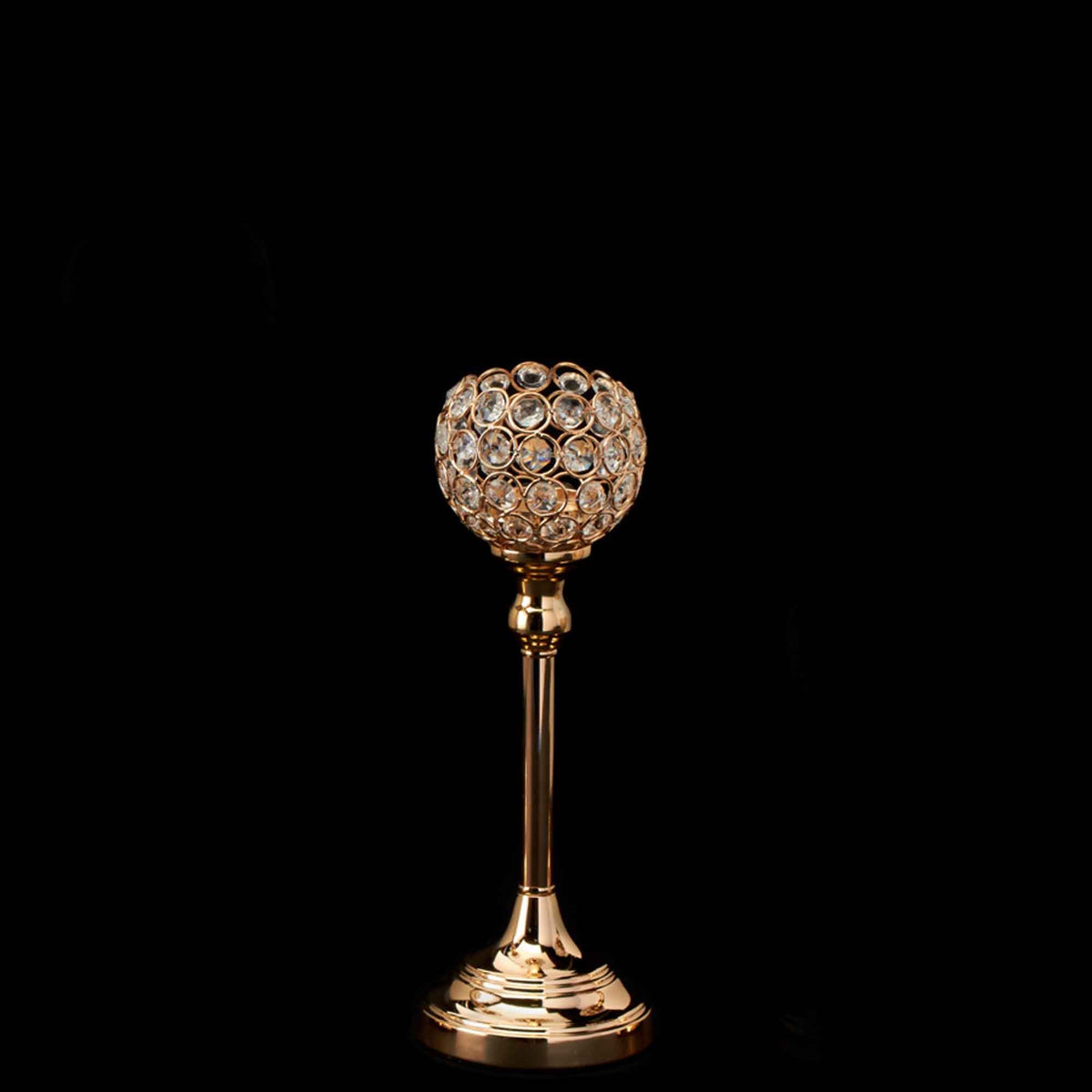 Crystal Ball Candle Holder 13" - Gold