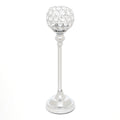 Crystal Ball Candle Holder 15.75" - Silver