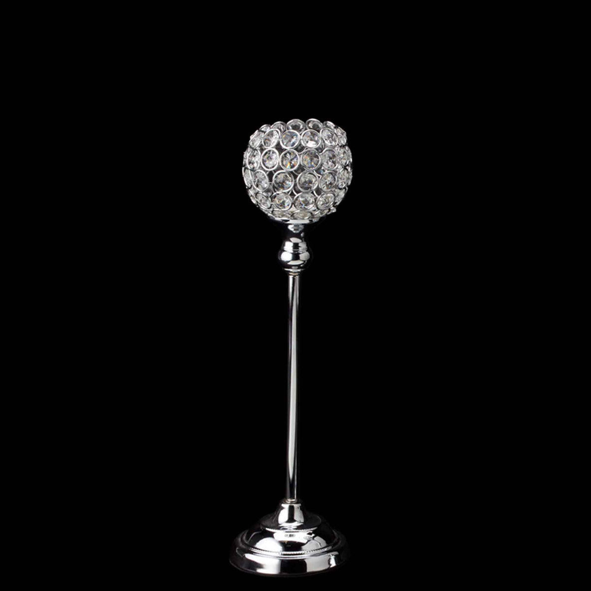Crystal Ball Candle Holder 15.75" - Silver